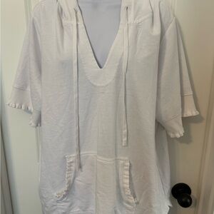 White Oversized Short Sleeve Hoodie